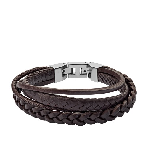 Bracelet Homme FOSSIL JF03190040 - Collection NA VINTAGE Montre style Tendance avec acier et cuir