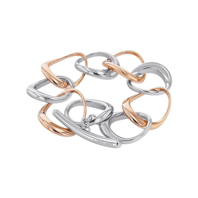 Bracelet Calvin Klein, collection Sculptural Warped Rings, bijou acier référence 35000007