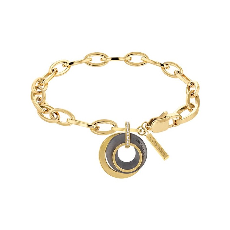 Bracelet Calvin Klein, collection Sculptural Playful Circular Shimmer, bijou acier référence 35000154