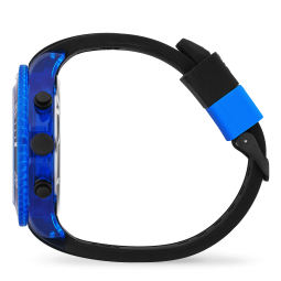 Montre Ice Watch Chrono Homme - Boitier Acier Bleu - Bracelet Silicone Noir - Réf. 019844